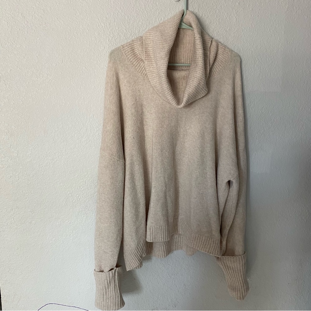 CHELSEA28 Cowl Neck Sweater In Beige Oatmeal Light Heather - Picture 2 of 8